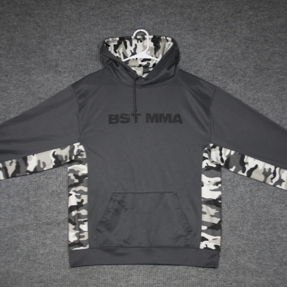 Athletic Badger Sport Workout‎ Hoodie Mens M Gray Camo Sleeve Athletic Fit MMA